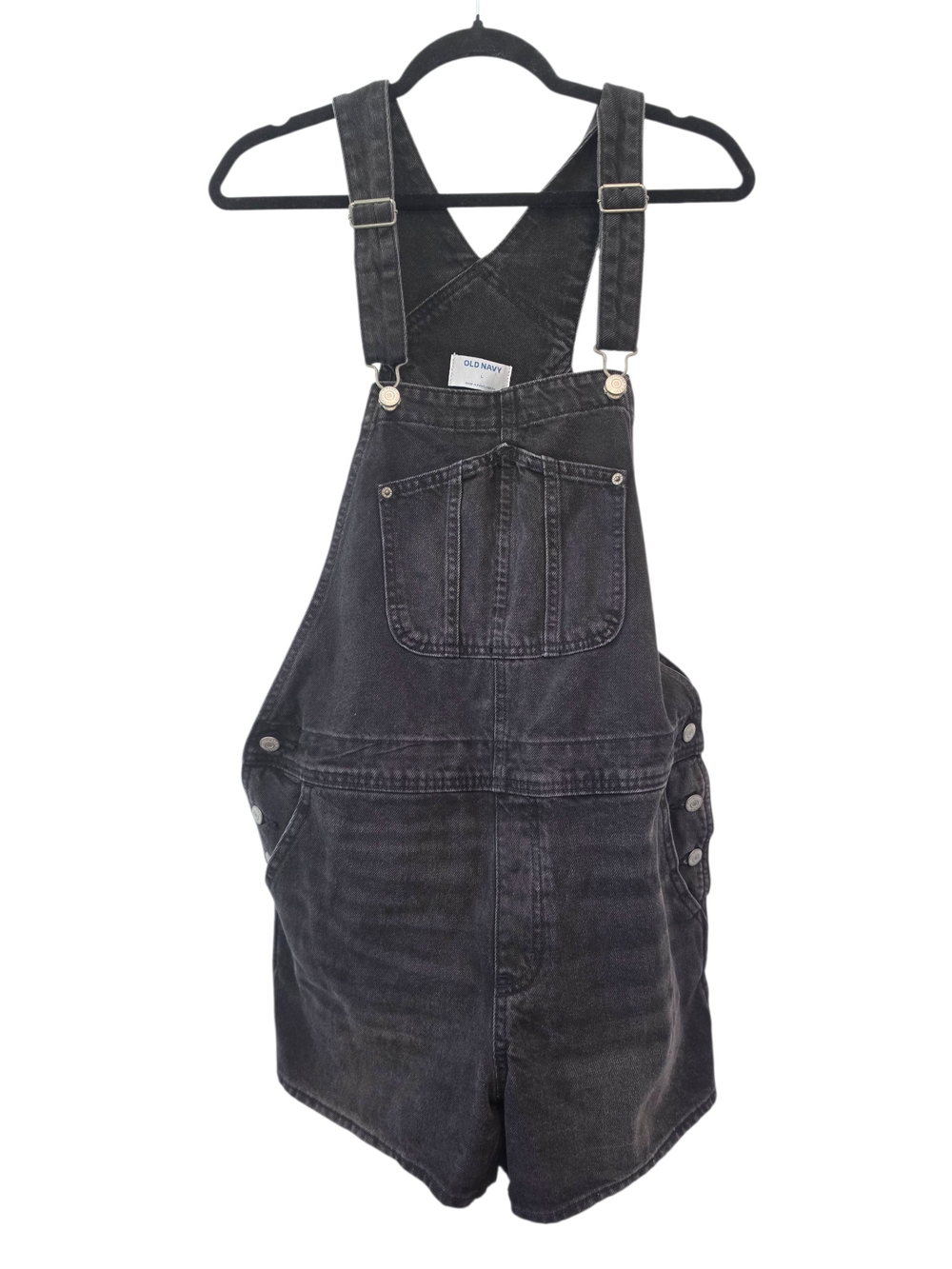 Old Navy Black Denim Short Overalls Size Large
